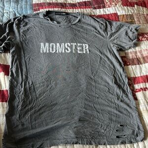 Gray Short Sleeve Tee with Bold Print